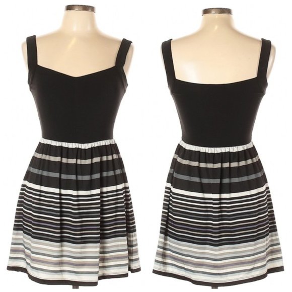 BeBop Black and Gray Striped Mini Apron Dress - Picture 3 of 10